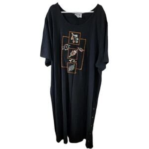 Vintage Original Copa Cabana Black Dress Leaves Women's 5X Plus Shoulder Pads